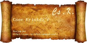 Cser Kristóf névjegykártya